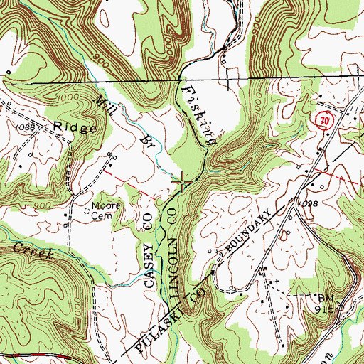 Topographic Map of Mill Branch, KY