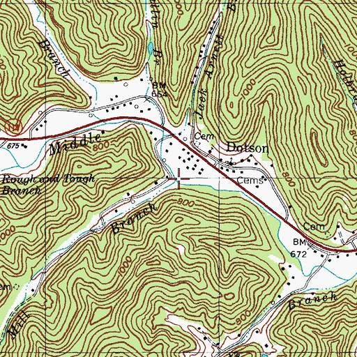 Topographic Map of Mill Branch, KY