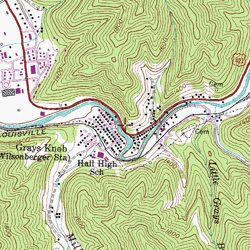 Topographic Map of Mill Creek, KY