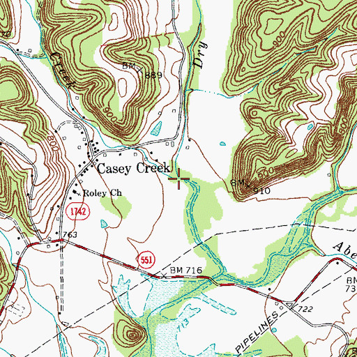 Topographic Map of Mill Creek, KY