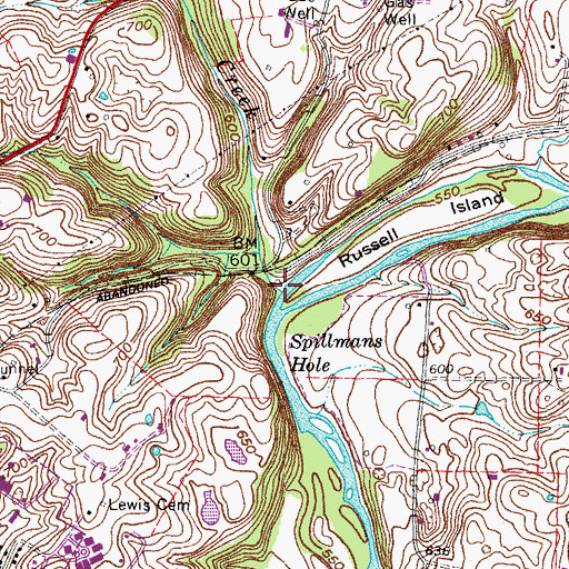 Topographic Map of Mill Creek, KY