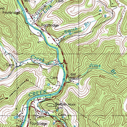 Topographic Map of Mill Creek, KY