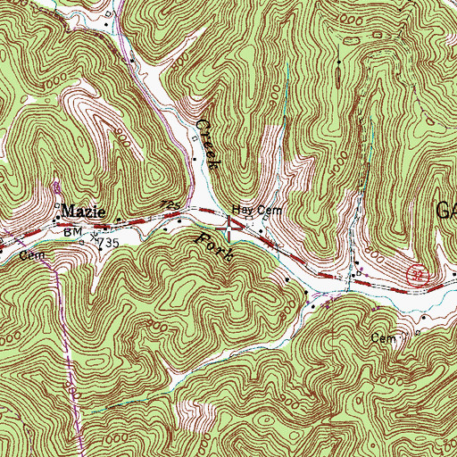 Topographic Map of Mill Creek, KY