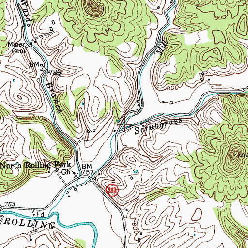 Topographic Map of Mill Creek, KY