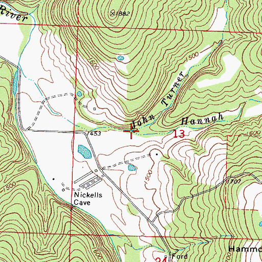 Topographic Map of Hannah Branch, AR