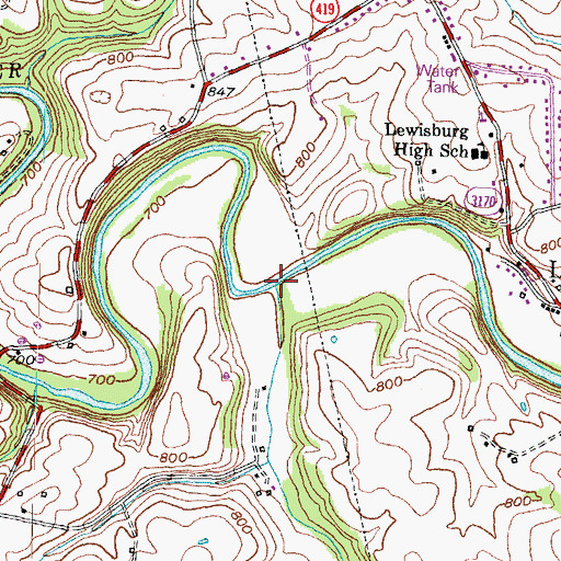 Topographic Map of Mill Creek, KY
