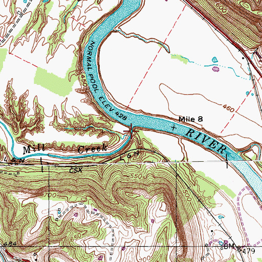 Topographic Map of Mill Creek, KY