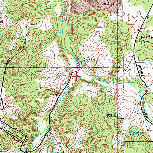 Topographic Map of Mill Creek Branch, KY