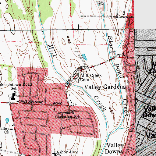 Topographic Map of Mill Creek Cemetery, KY