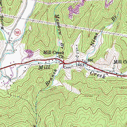 Topographic Map of Mill Creek Church, KY