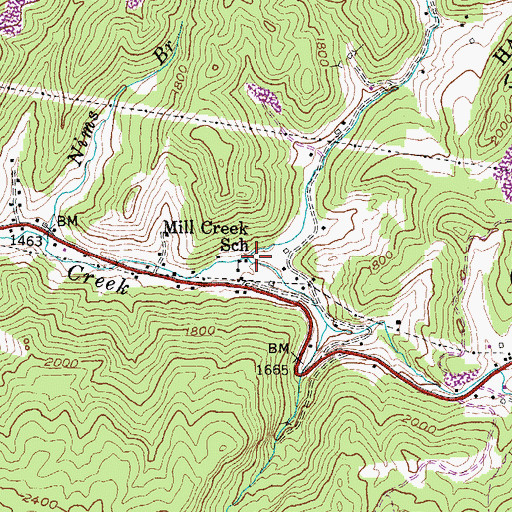 Topographic Map of Mill Creek School, KY