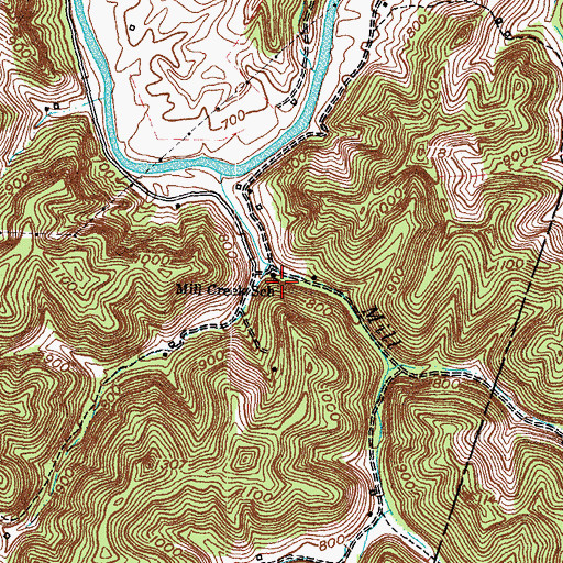Topographic Map of Mill Creek School, KY