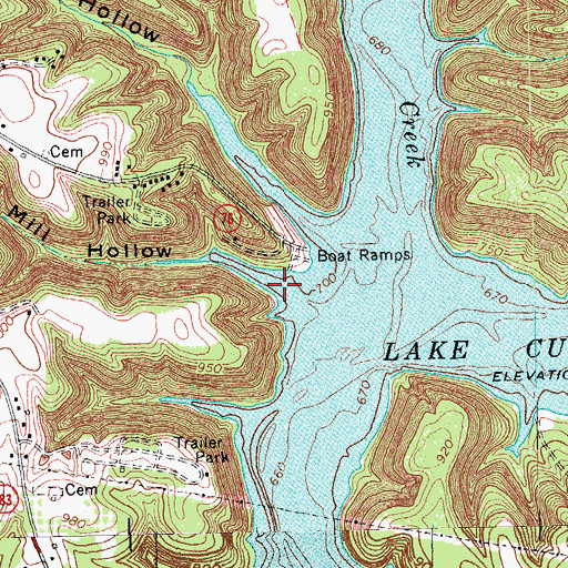 Topographic Map of Mill Hollow, KY