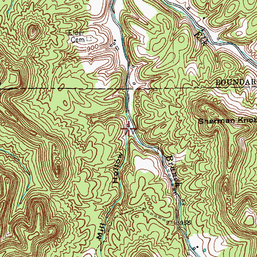 Topographic Map of Mill Hollow, KY