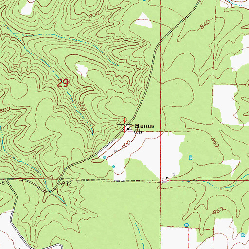Topographic Map of Hanns Church, AR
