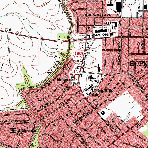 Topographic Map of Millbrooke Church, KY