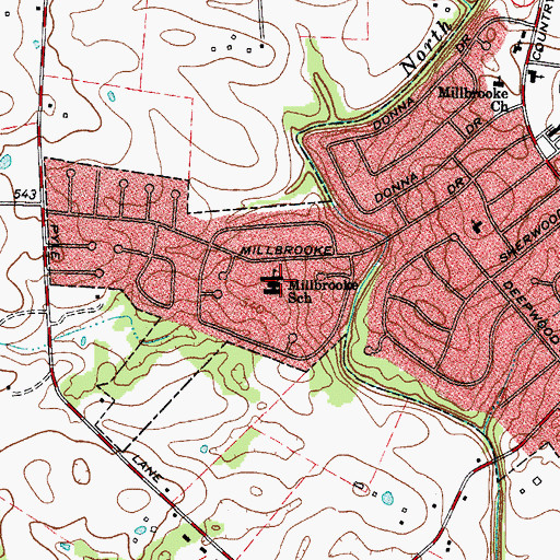 Topographic Map of Millbrooke School, KY
