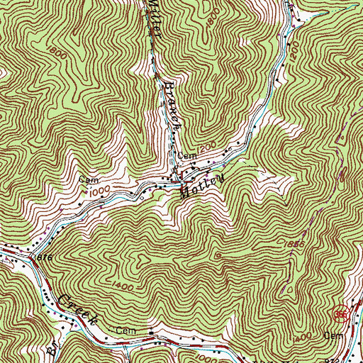 Topographic Map of Miller Branch, KY