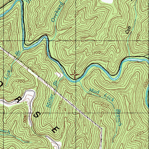 Topographic Map of Miller Branch, KY