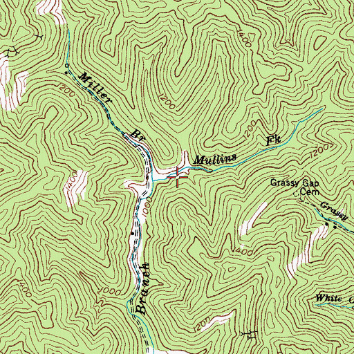 Topographic Map of Miller Branch, KY