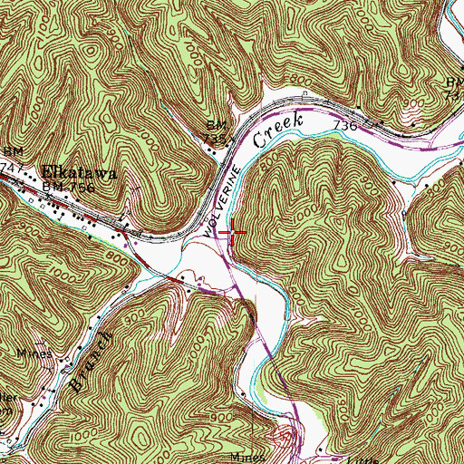 Topographic Map of Miller Branch, KY