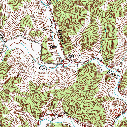 Topographic Map of Miller Branch, KY