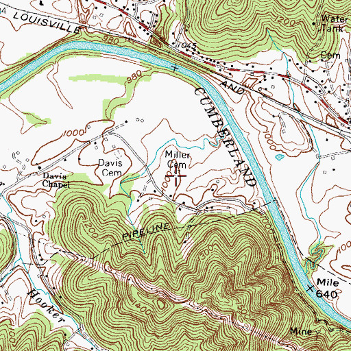 Topographic Map of Miller Cemetery, KY