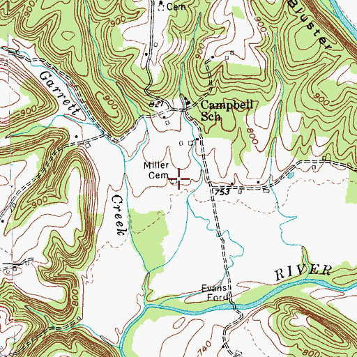 Topographic Map of Miller Cemetery, KY