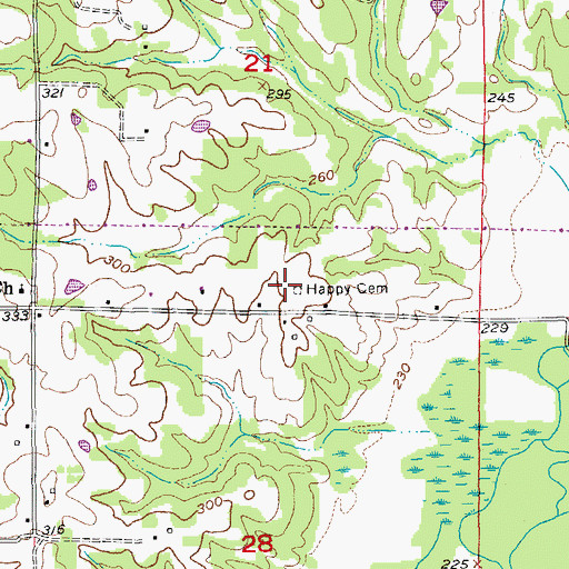 Topographic Map of Happy Cemetery, AR