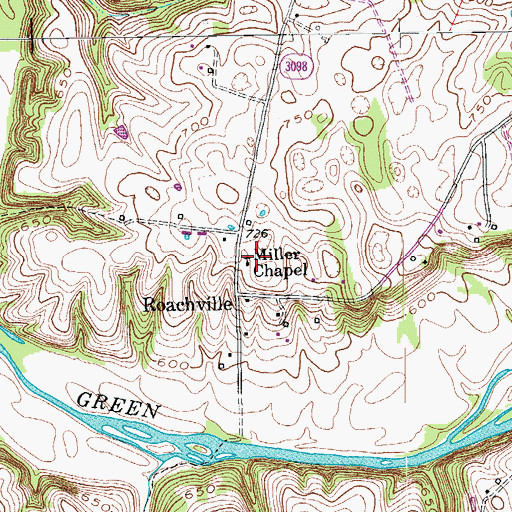 Topographic Map of Miller Chapel, KY