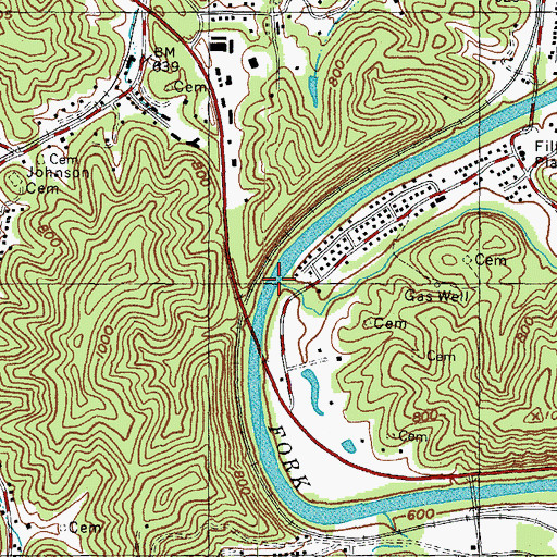 Topographic Map of Miller Creek, KY