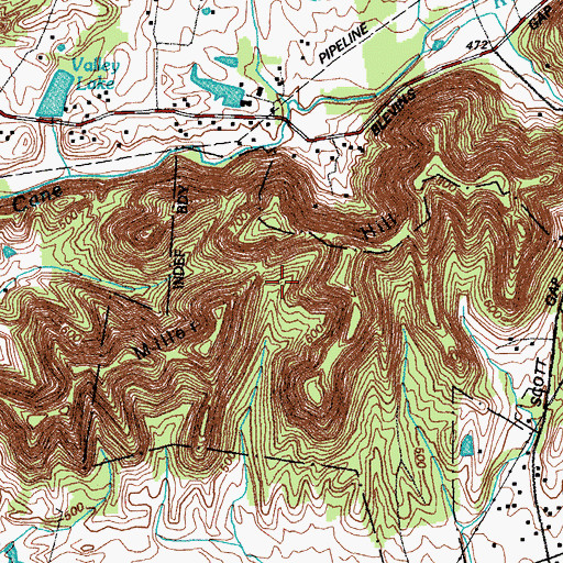 Topographic Map of Miller Hill, KY