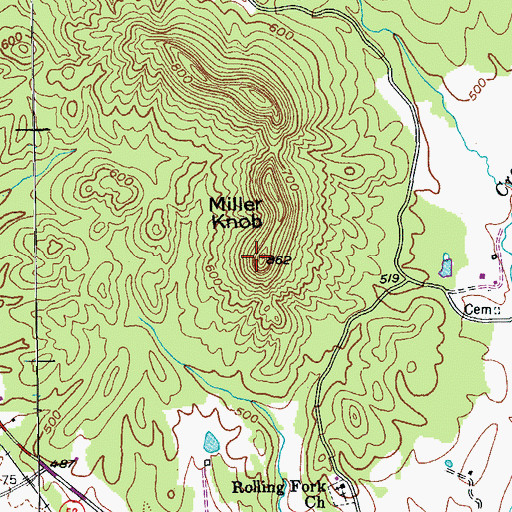 Topographic Map of Miller Knob, KY