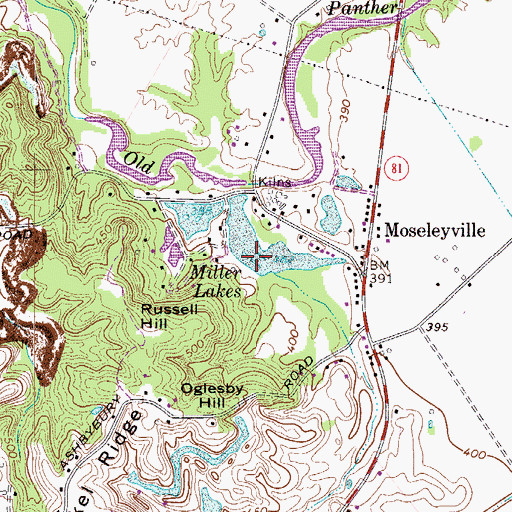 Topographic Map of Miller Lake, KY