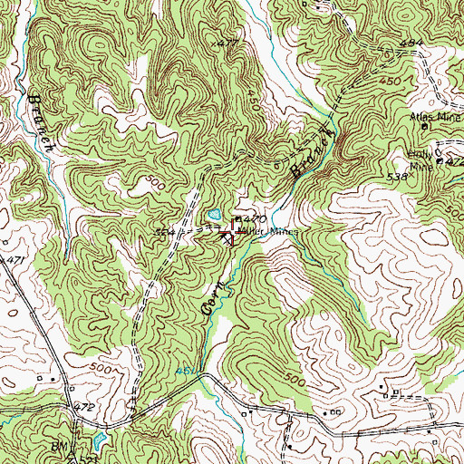 Topographic Map of Miller Mines, KY