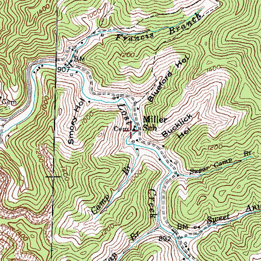 Topographic Map of Miller School, KY