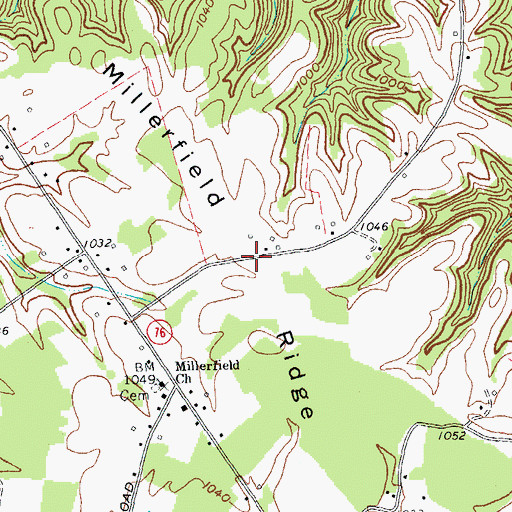 Topographic Map of Millerfield Ridge, KY