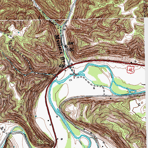 Topographic Map of Millers Branch, KY