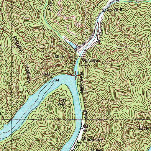 Topographic Map of Millers Creek, KY