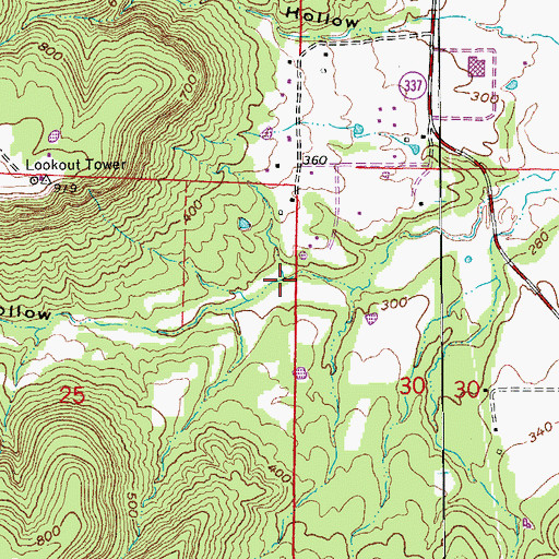 Topographic Map of Happy Hollow, AR