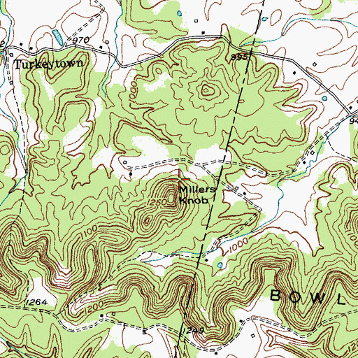Topographic Map of Millers Knob, KY