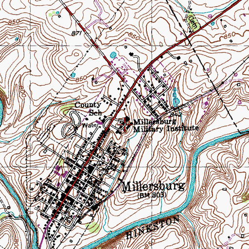 Topographic Map of Millersburg Military Academy (historical), KY