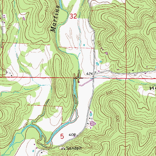 Topographic Map of Happy Hollow, AR