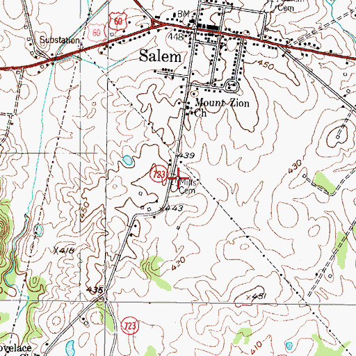 Topographic Map of Mills Cemetery, KY