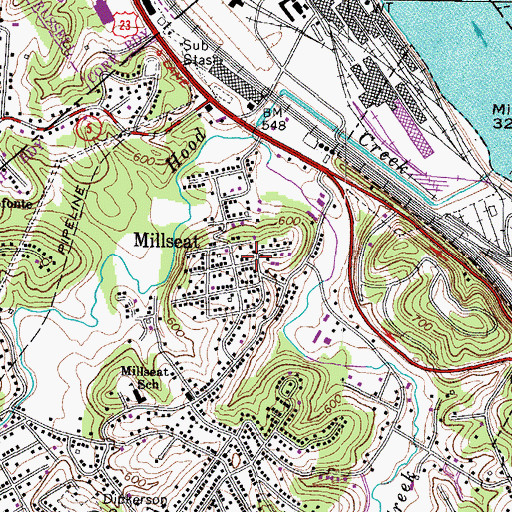 Topographic Map of Millseat, KY