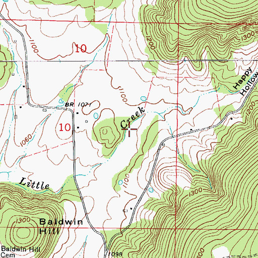 Topographic Map of Happy Hollow, AR