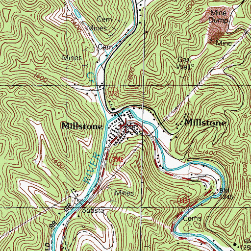 Topographic Map of Millstone, KY