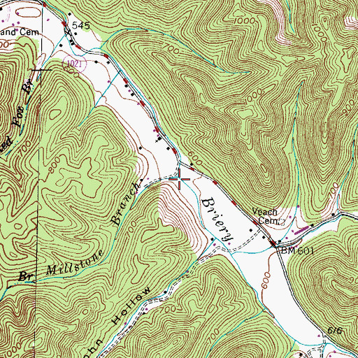 Topographic Map of Millstone Branch, KY