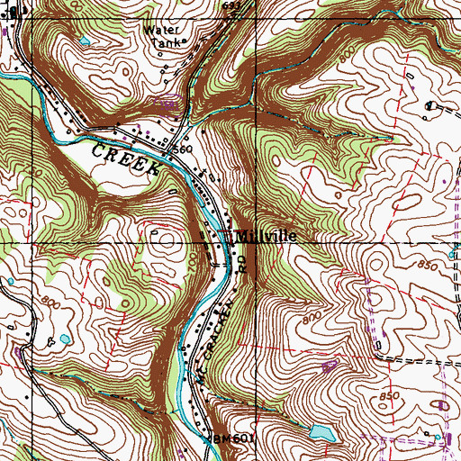 Topographic Map of Millville, KY