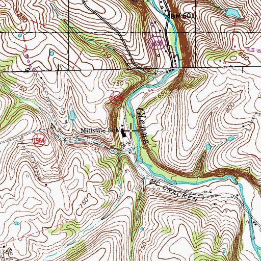 Topographic Map of Millville School, KY